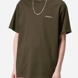 Carhartt T-shirt de broderie de script à manches courtes (rose rose)