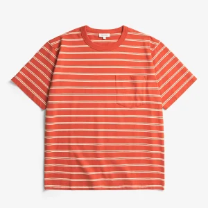 Norse Projects . Holger Organic Sailor Stripe Pocket T-Shirt . Blood Orange