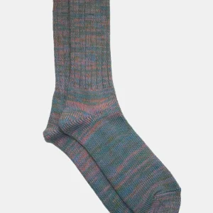 Anonyme ISM 5 Color mélange des chaussettes d'équipage côtelées (Aqua Blue)