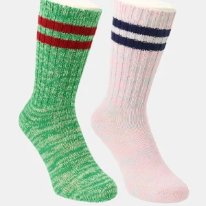 Chaussettes en coton recyclé à deux packs anonymes (vert / rose)