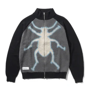 Butter Beetle Zip-Thru Sweater Sweatshirt - Black