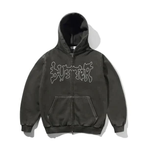 Butter Blotch Zip-Thru Hood Sweat A Capuche Zip - Washed Black