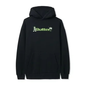 Butter Quest Logo Denim Applique Pullover Hood Sweat A Capuche - Black
