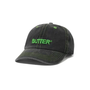 Butter Rounded Logo 6 Panel Cap Casquette - Washed Black