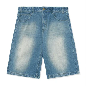 Butter Warped Denim Shorts - Washed Mid Blue