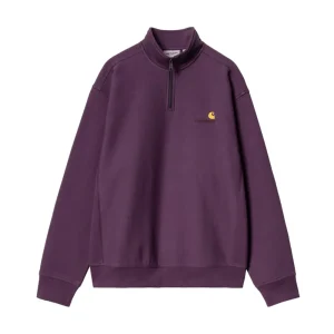 Carhartt Wip Half Zip American Script Sweat - Huckleberry
