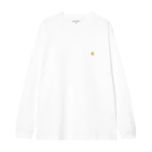 Carhartt Wip L/S Chase T-Shirt Manches Longues - White / Gold