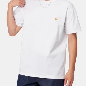 Carhartt WIP T-shirt Chase à manches courtes (Blanc/Or)