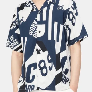 Carhartt WIP Short Sleeve Marina Shirt (Marina Print/Atom Blue)