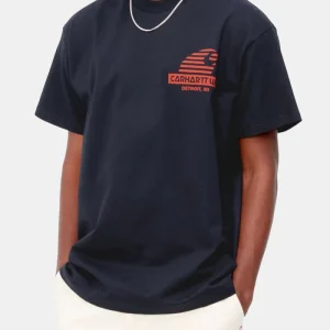 Carhartt T-shirt de poche mécanique à manches courtes (marine noire / brique)