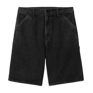 Carhartt Wip Single Knee Short - Black Stone Washed