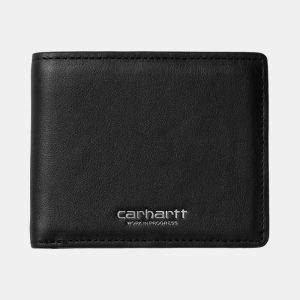 Carhartt Wip Vegas Billfold portefeuille (cuir noir / argent)