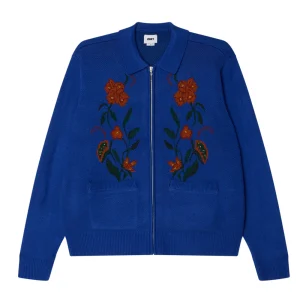 Obey Floral Zip Cardigan Sweatshirt - Surf Blue
