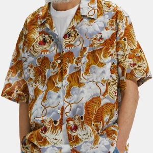 Frizmworks Tiger Hawaiian demi-chemise (gris)