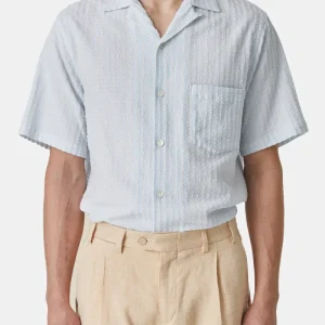 Chemise de flanelle portugaise Jacquard Chambray (bleu clair)