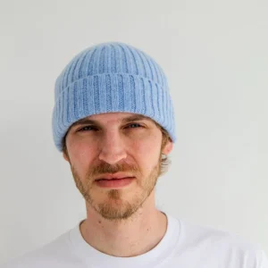 Bonnet de pêcheur en laine d'agneau super-douce - Bleu glacier