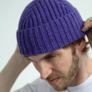 Bonnet de pêcheur en laine d'agneau super-douce - Heliotrope Purple