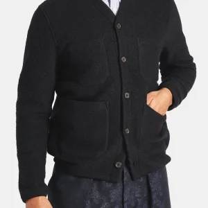 Cardigan des travaux universels (toison de laine noire)