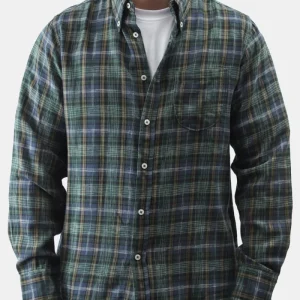 Universal Works Daybrook Shirt (chèque Twill Ikat vert)