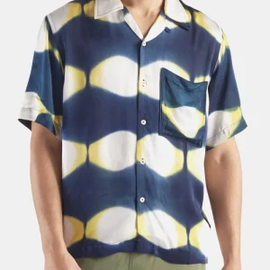 Universal Works Tie Tye Camp Shirt (Marine / Jaune)